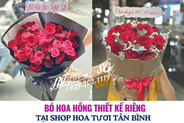 Bó Hoa Hồng Đỏ Thiết Kế Riêng Tại Shop Hoa Quận Tân Bình 